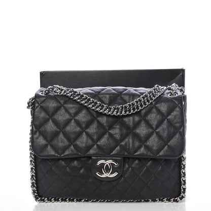 Chanel Washed Lambskin Quilted Maxi Chain Around Flap Black 9 of 9