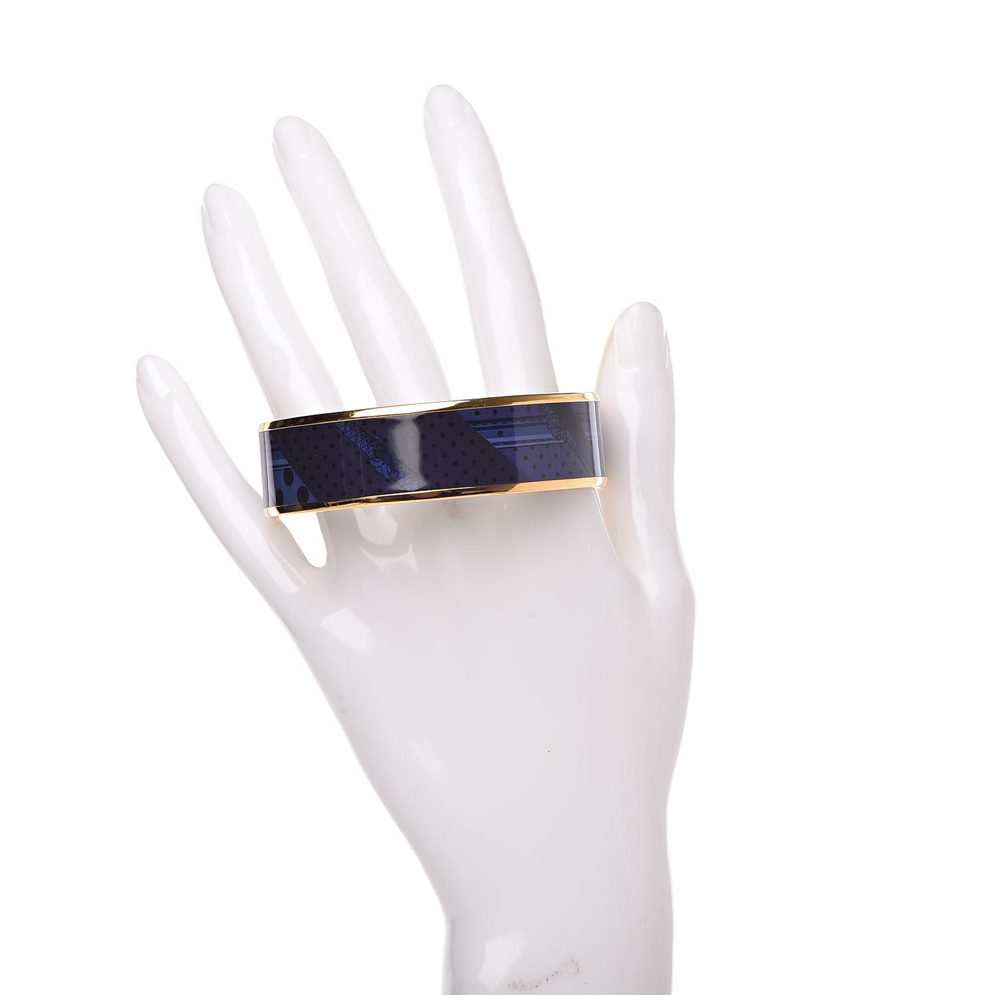 Enamel Printed Wide Clic Clac A Pois Bracelet 65 Indigo