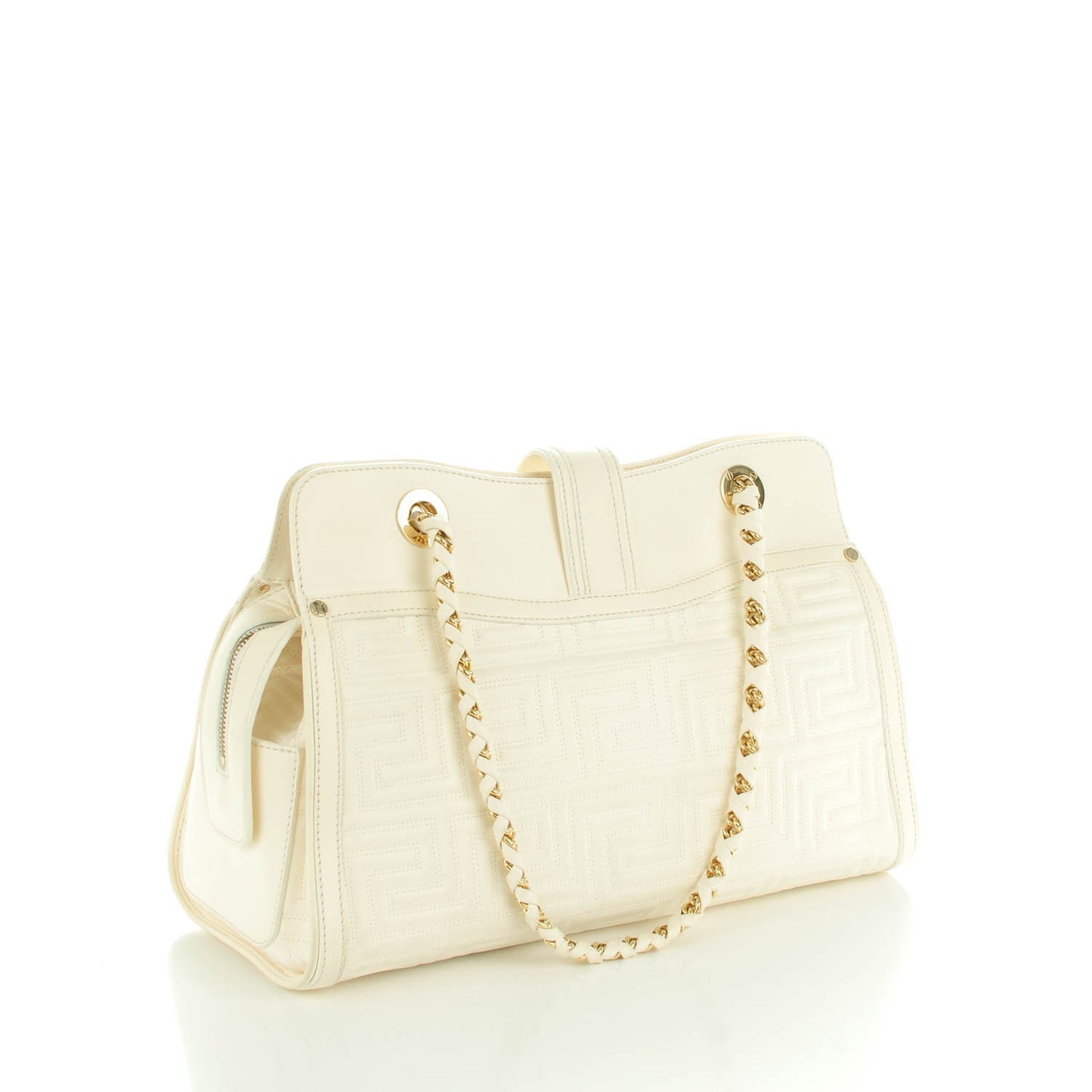 Nappa Ricamata Shoulder Bag Bianco