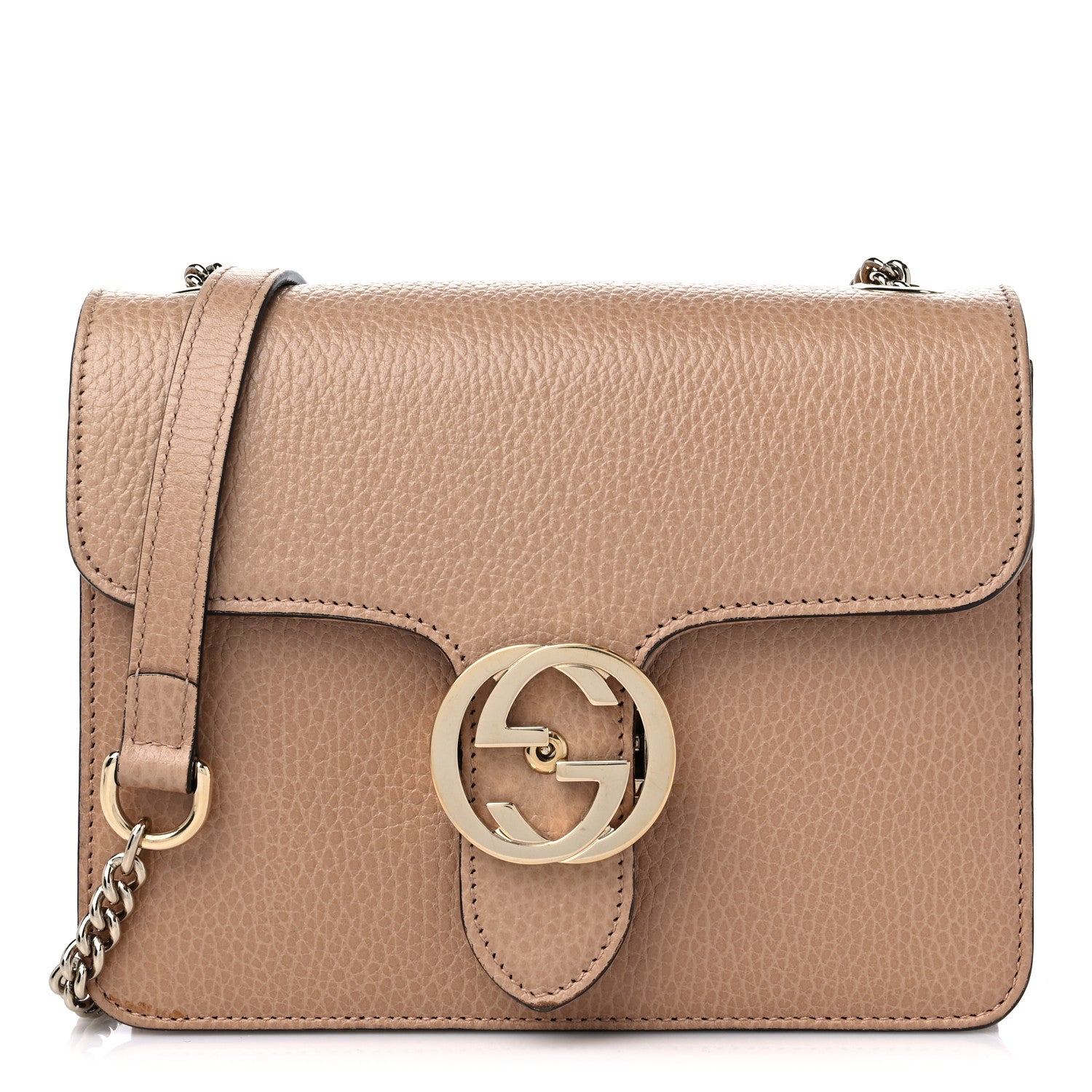 Gucci Dollar Calfskin Small Interlocking G Shoulder Bag Camelia 1 of 15