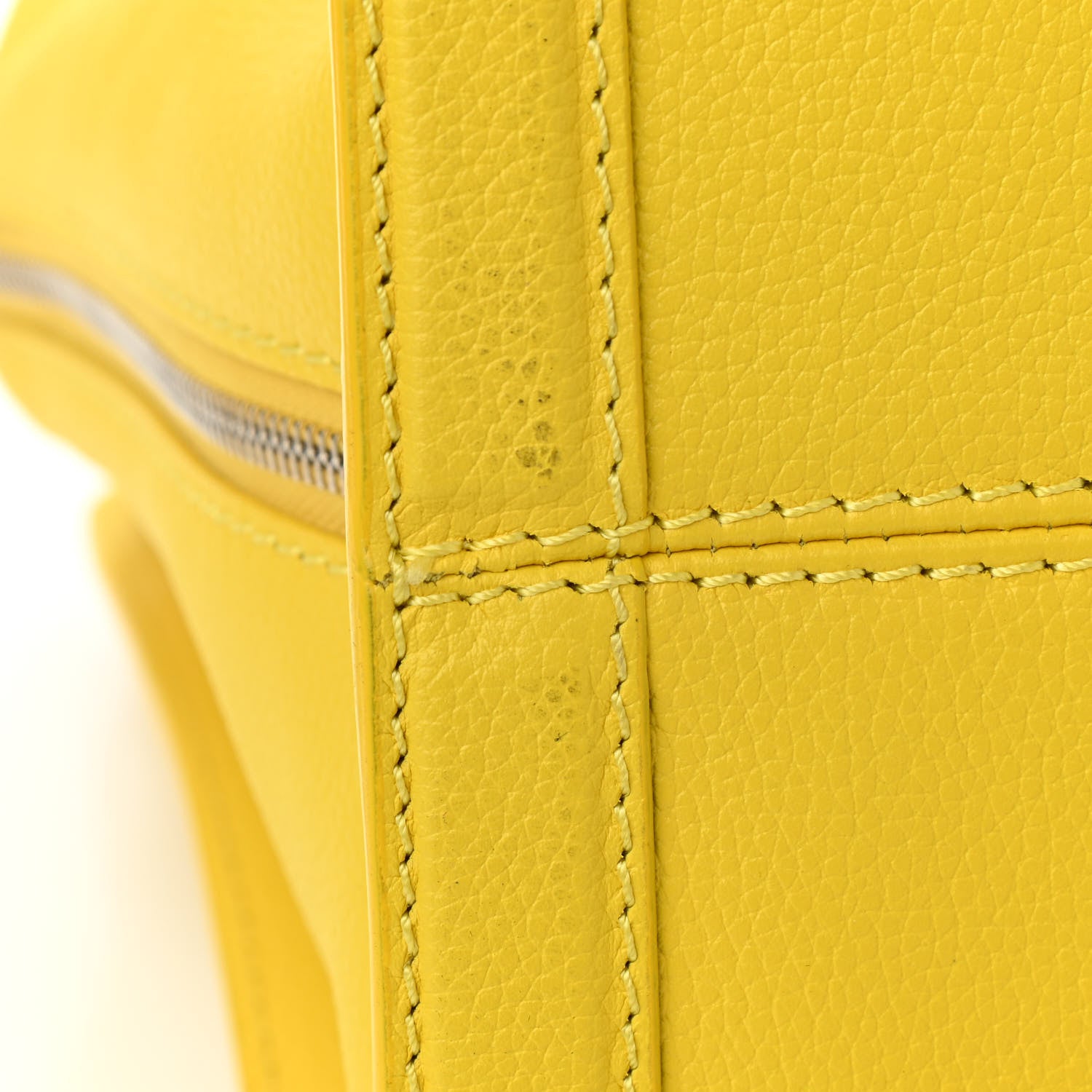 Alexander McQueen Pebbled Calfskin Large Skull Padlock Zip Around Tote Yellow 12 of 13