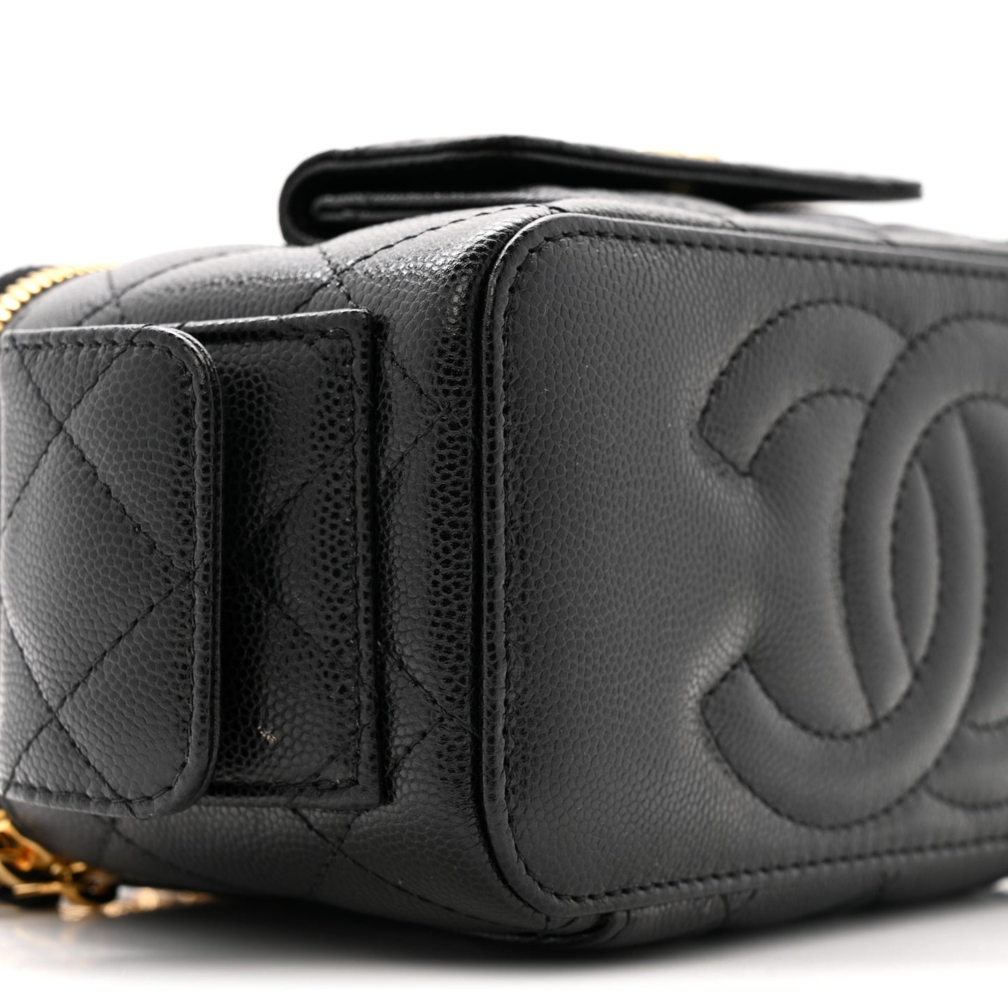 Caviar Quilted Polly Pocket East West Top Vanity With Chain Black