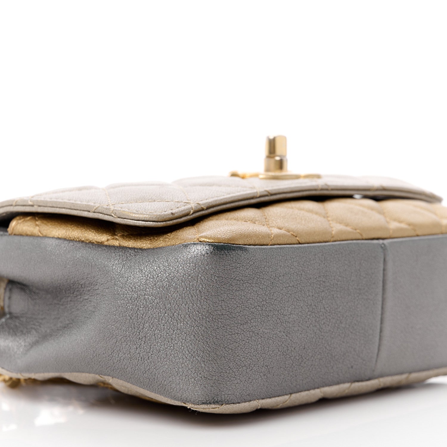 Chanel Lambskin Quilted Private Affair Camellia Flap Pale Gold Silver Dark Gold 13 of 15