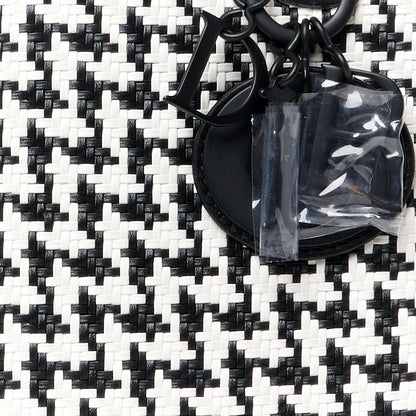 Christian Dior Calfskin Houndstooth Embroidered Medium Lady Dior Black White 7 of 10