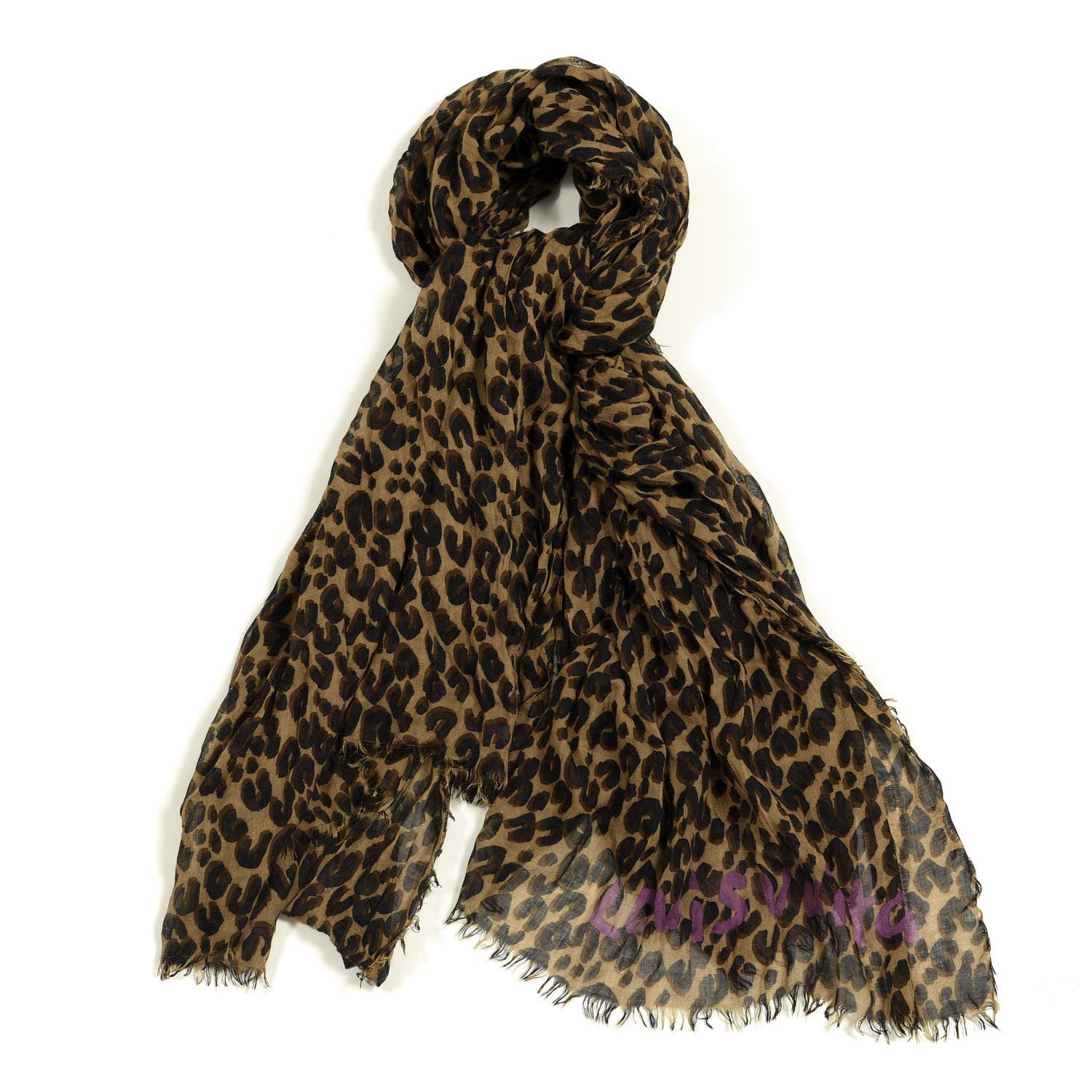 Louis Vuitton Cashmere Silk Leopard Etole Stole Marron 1 of 5