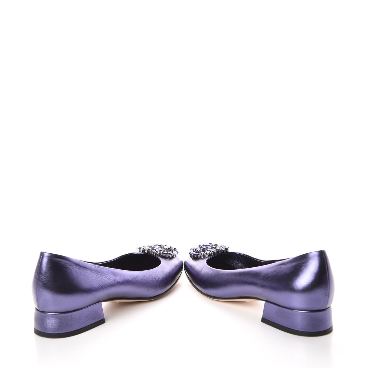 Metallic Nappa Crystal Interlocking G Mid Heel Pumps 35.5 Blue