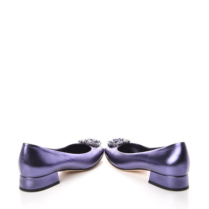 Gucci Metallic Nappa Crystal Interlocking G Mid Heel Pumps 35.5 Blue 6 of 10