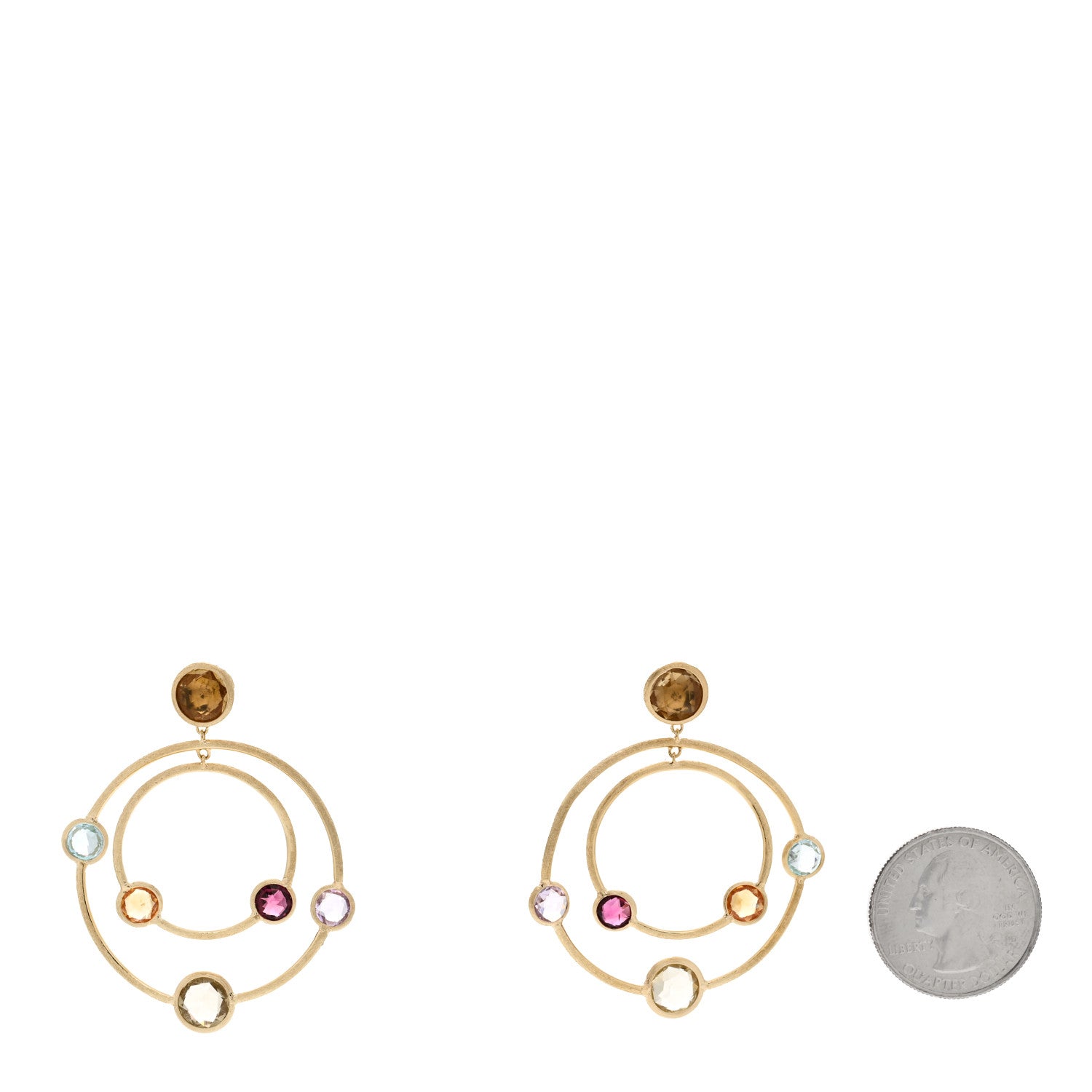 Marco Bicego 18K Yellow Gold Multi Gemstone Jaipur Color Drop Hoop Earrings 2 of 4
