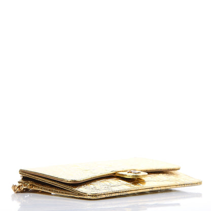 Chanel Calfskin Crocodile Embossed Cocodile Pouch With Chain Handle Gold 4 of 7