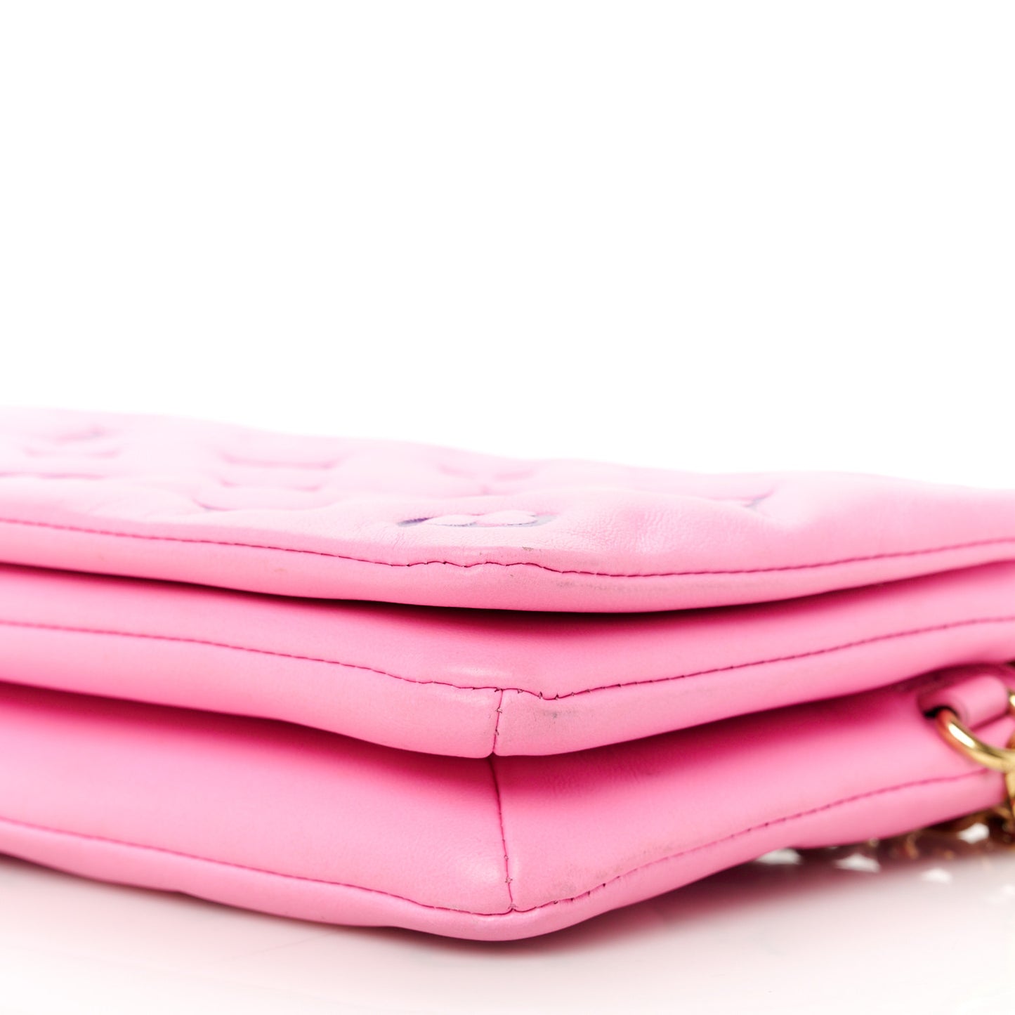 Lambskin Embossed Monogram Vuittamins Pochette Coussin Rose Violet