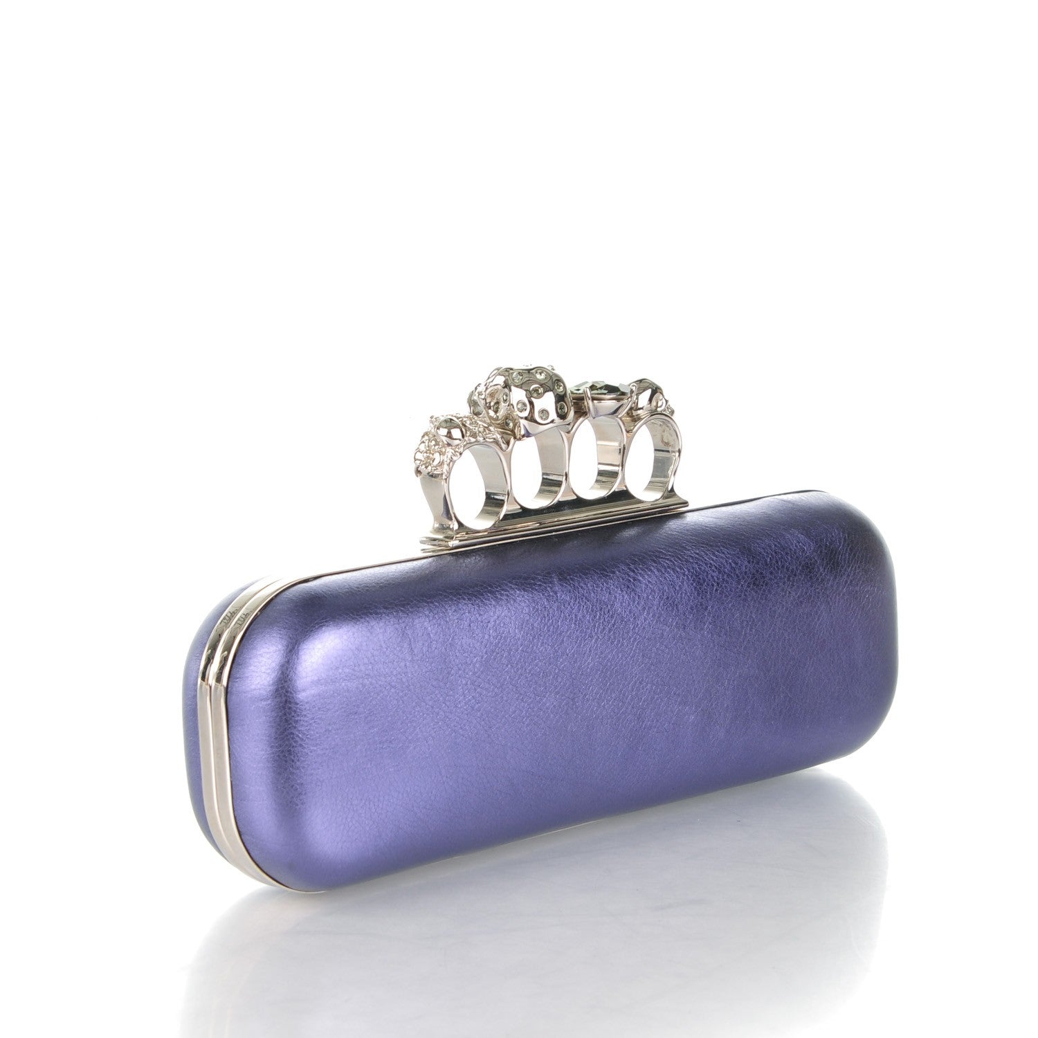 Alexander McQueen Metallic Lambskin Knucklebox Clutch Purple 3 of 7