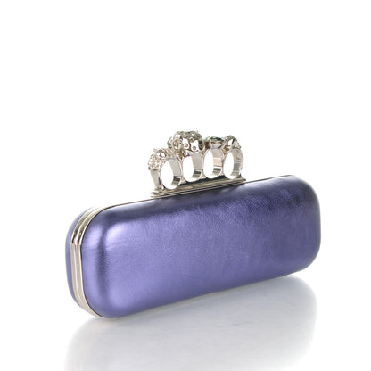 Alexander McQueen Metallic Lambskin Knucklebox Clutch Purple 3 of 7