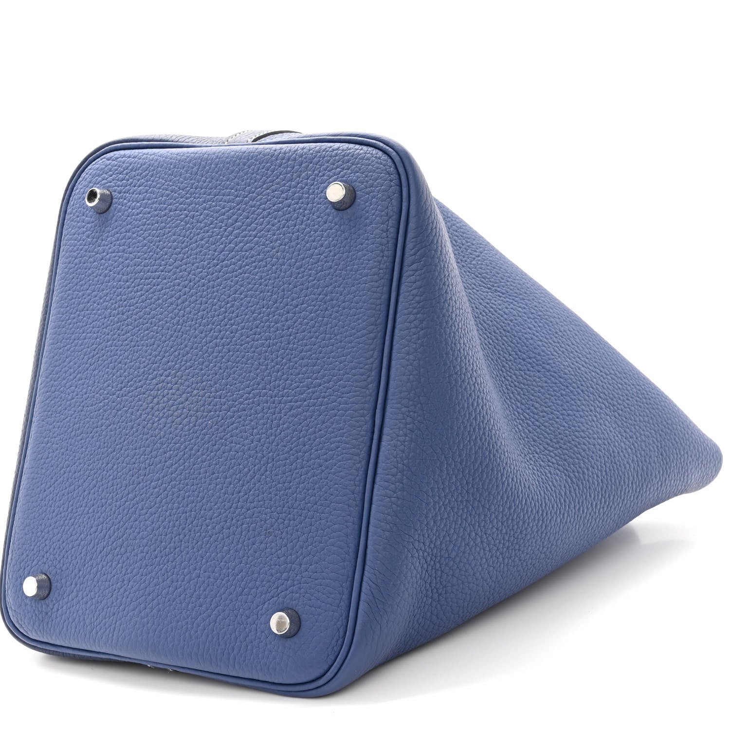 Hermes Taurillon Clemence Casaque Picotin Lock 22 MM Bleu Saphir Bleu Brighton 10 of 10