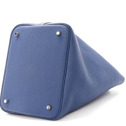 Hermes Taurillon Clemence Casaque Picotin Lock 22 MM Bleu Saphir Bleu Brighton 10 of 10