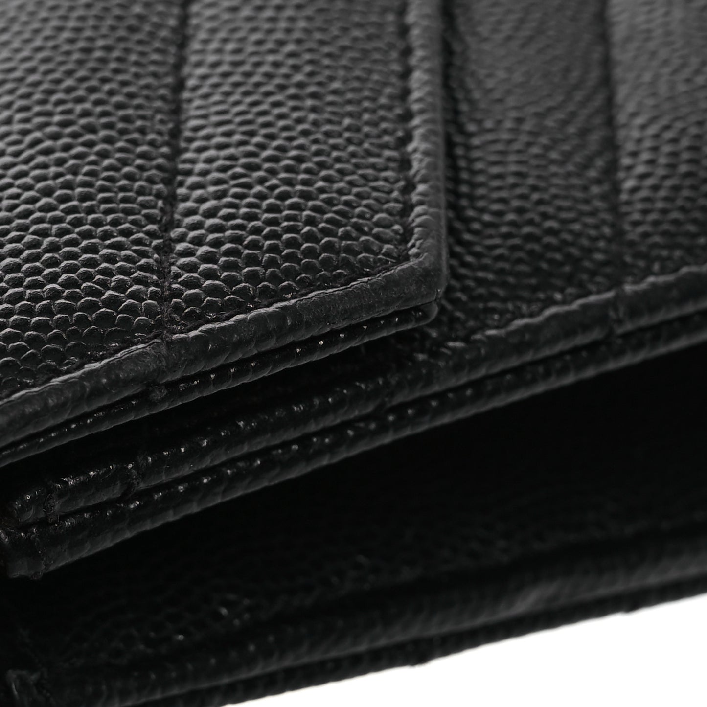Grain De Poudre Matelasse Chevron Monogram Envelope Chain Wallet Black