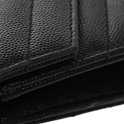 Saint Laurent Grain De Poudre Matelasse Chevron Monogram Envelope Chain Wallet Black 12 of 14