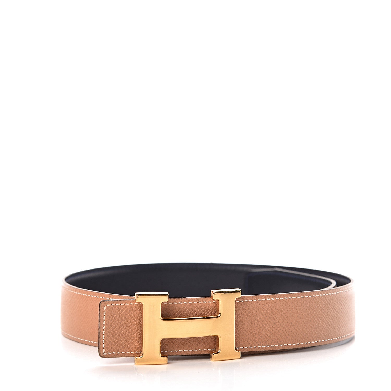 Hermes Box Courchevel 32mm H Belt 70 Bleu Marine Gold 1 of 8