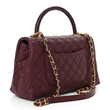 Chanel Caviar Lizard Quilted Small Coco Handle Flap Burgundy 3 of 10