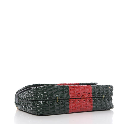 Gucci Glazed Wicker Stripe Small Cestino Shoulder Bag Green 4 of 12