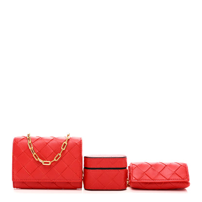Bottega Veneta Nappa Intrecciato Card Case On Chain Redstone 1 of 9