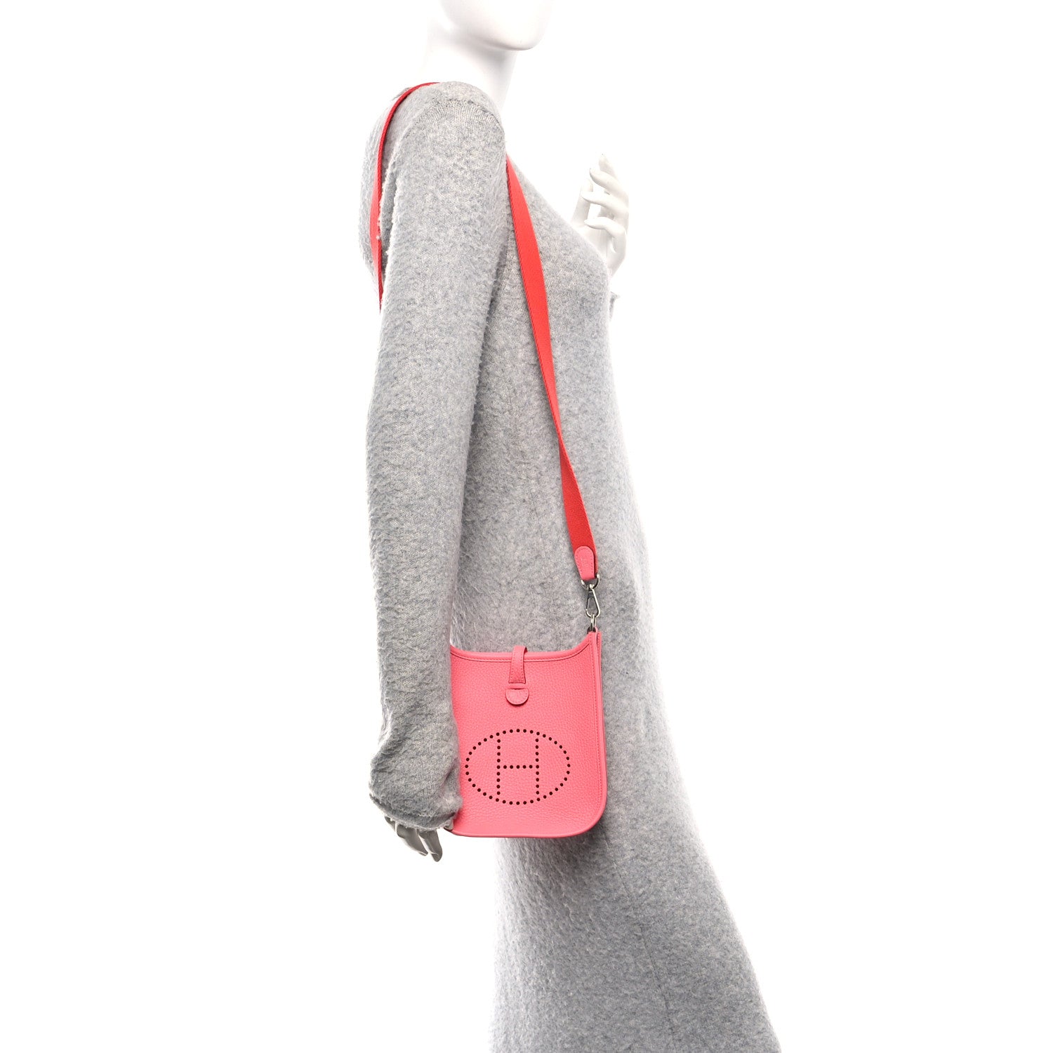 Hermes Taurillon Clemence Amazone Evelyne TPM Rose Azalee Rouge Pivoine 2 of 11