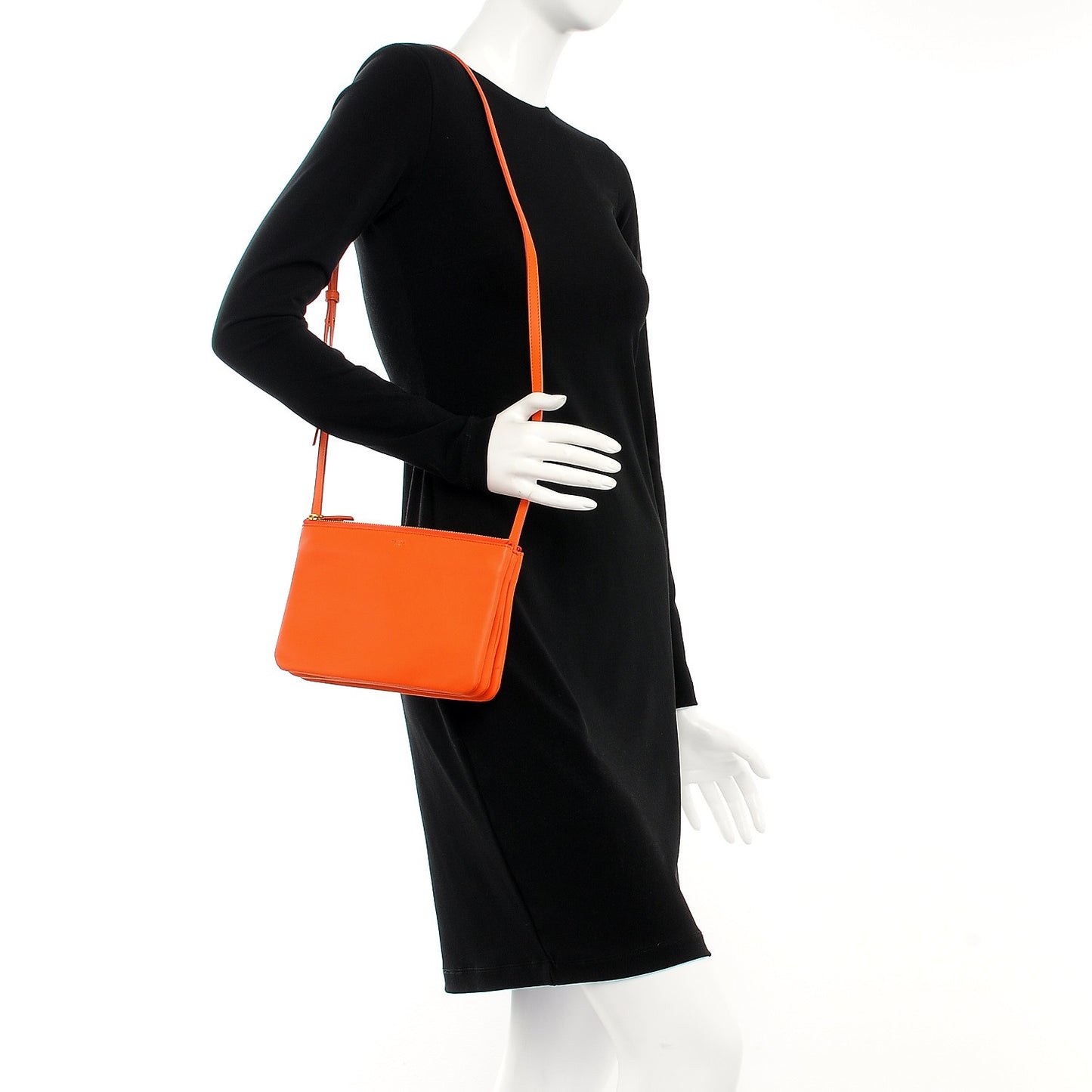 Lambskin Small Trio Crossbody Bag Bright Orange