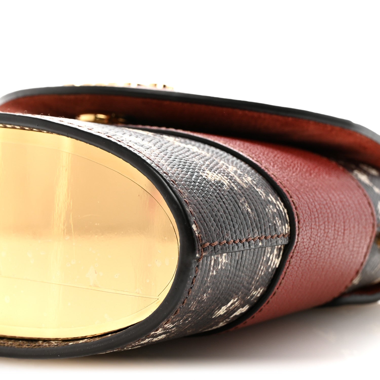 Chloe Calfskin Lizard Embossed Small Aby Lock Sepia Brown 1852091