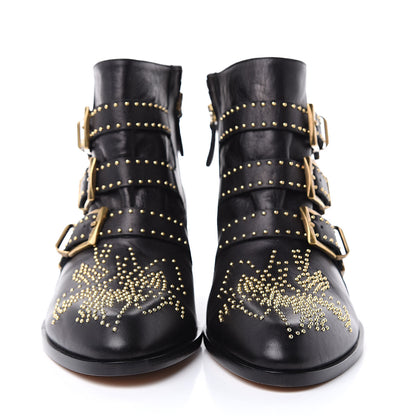 Chloe Nappa Sheepskin Studded Susanna Ankle Boots 40.5 Black 2 of 8