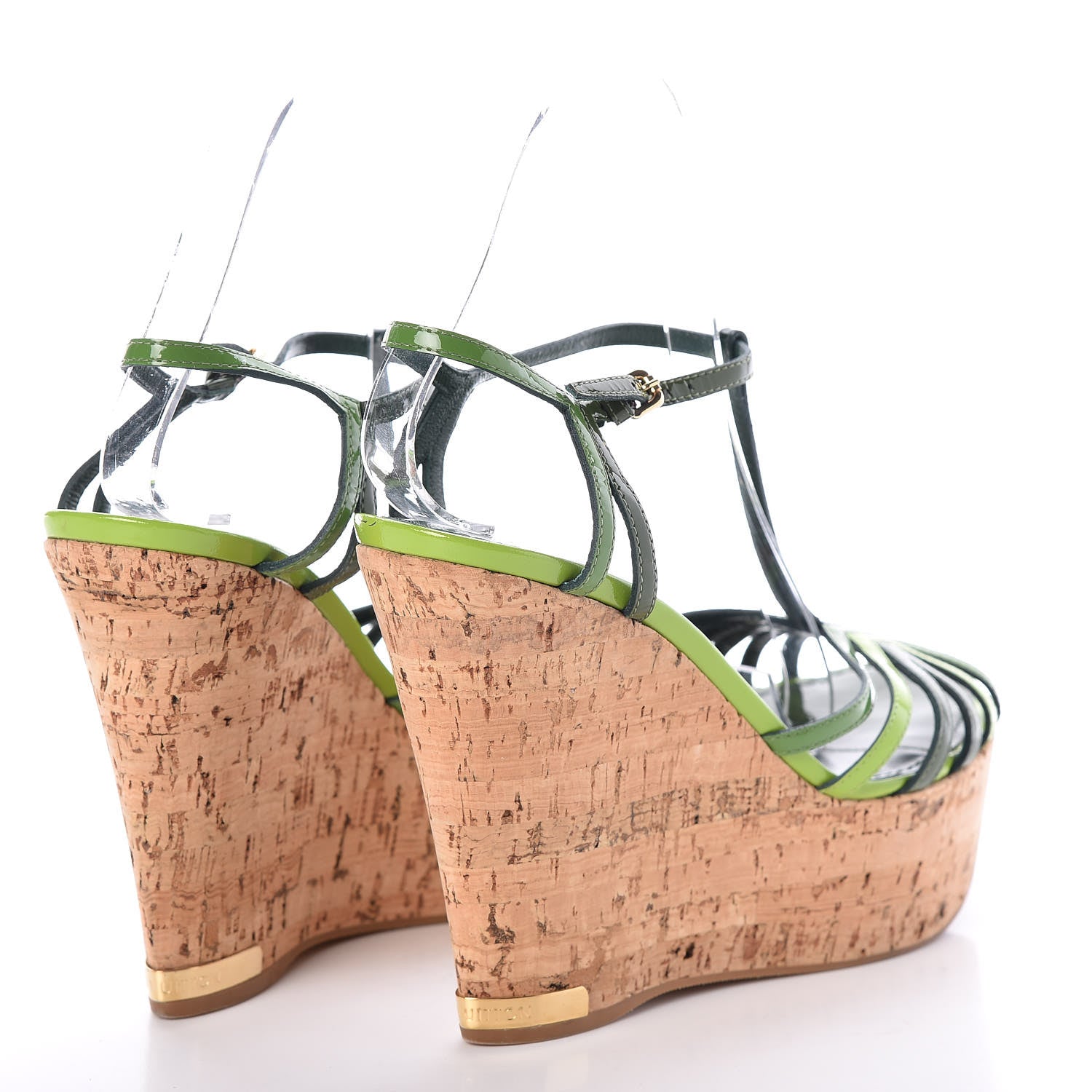 Louis Vuitton Patent Cork Summertime Wedges 36.5 Green 4 of 7