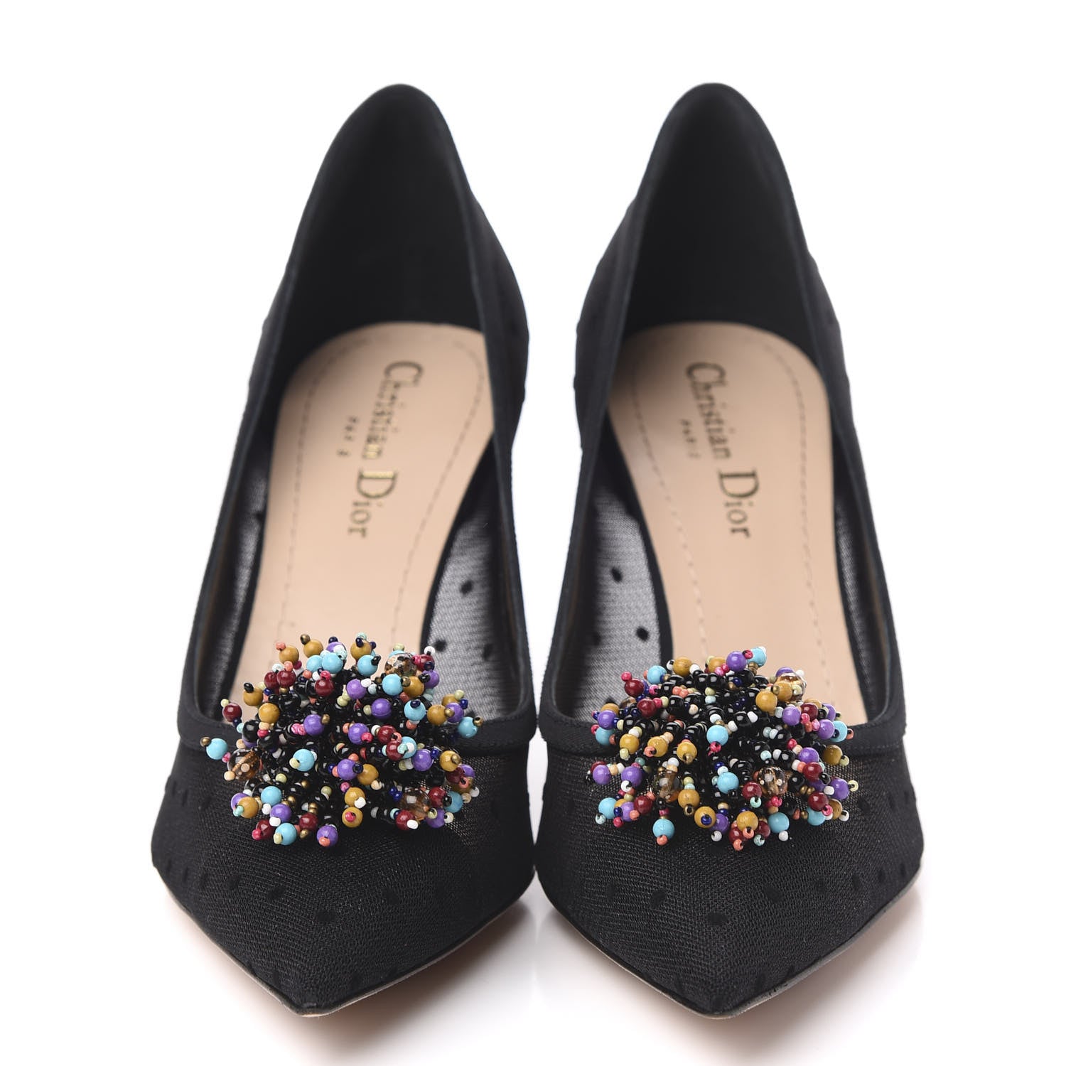 Christian Dior Mesh Blossom Pumps 38.5 Black 2 of 8