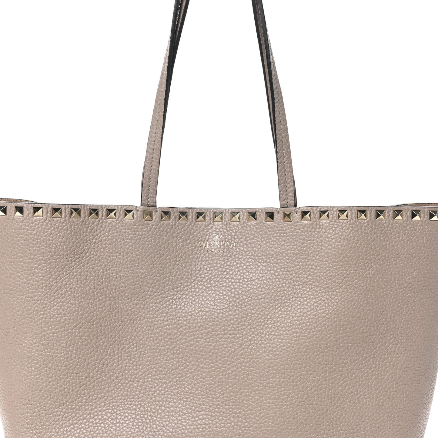 Grained Calfskin Small Rockstud Shoulder Tote Poudre