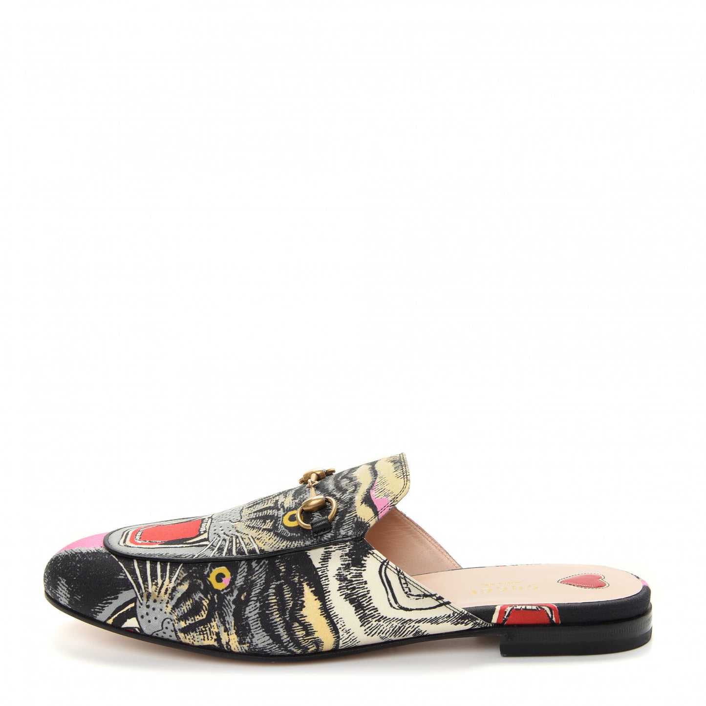 Satin Angry Cat Printed Womens Princetown Slippers 41 Black