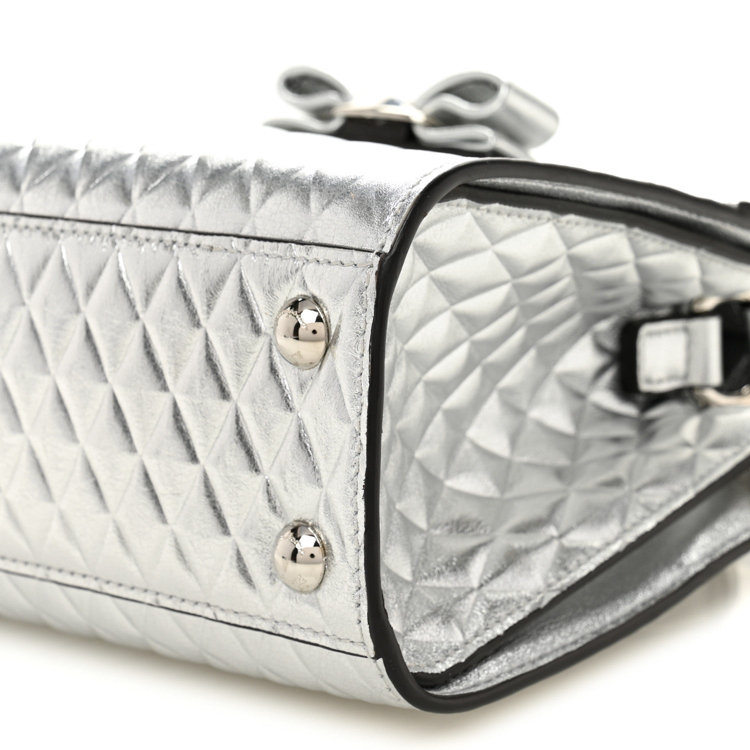 Salvatore Ferragamo Metallic Calfskin Quilted Vara Bow Shoulder