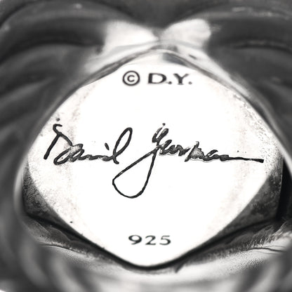David Yurman Darkened Sterling Silver Meteorite Blue Sapphire Albion Ring 54 6.75 5 of 5