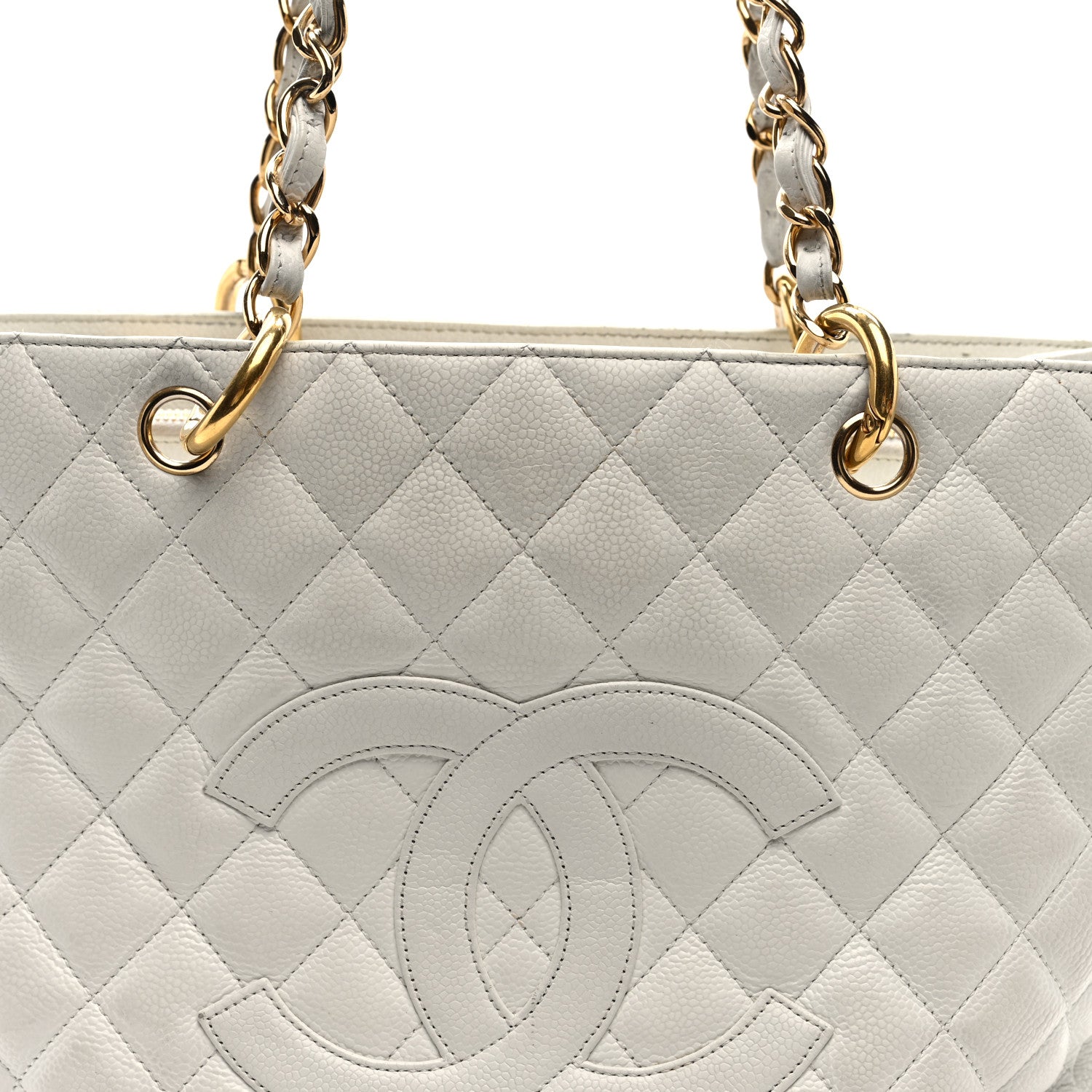 Chanel Caviar Quilted Grand Shopping Tote GST White 8 of 10