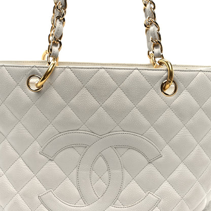 Chanel Caviar Quilted Grand Shopping Tote GST White 8 of 10
