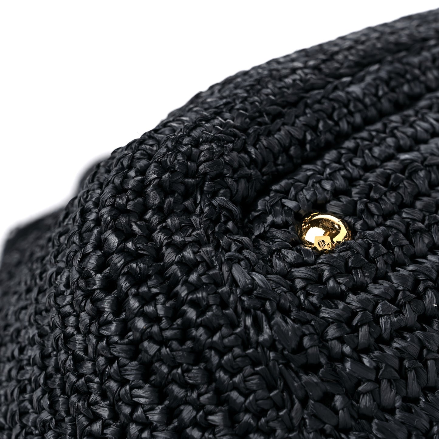 Raffia Crochet Large Tote Black