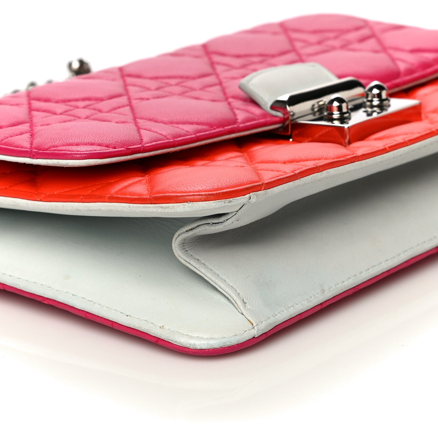 Lambskin Cannage Miss Dior Promenade Pouch Pink Red