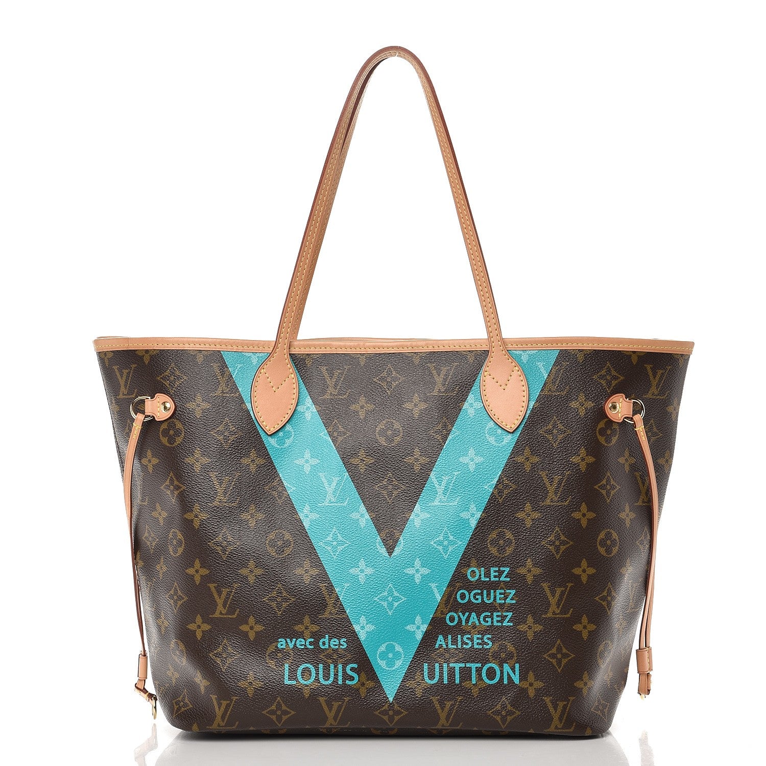 Louis Vuitton Monogram V Neverfull MM Turquoise 3 of 8