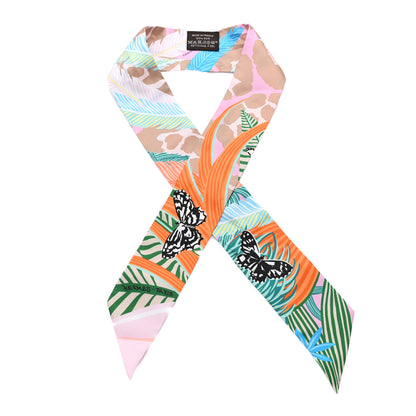 Hermes Silk Jaguar Quetzal Twilly Rose Beige Orange 2 of 3