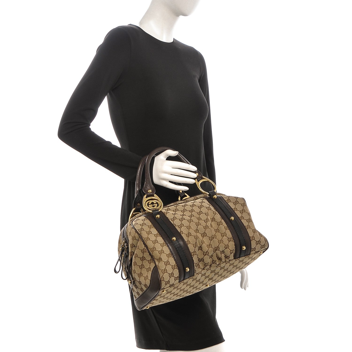 Gucci Monogram Interlocking Medium Boston Dark Brown 2 of 7