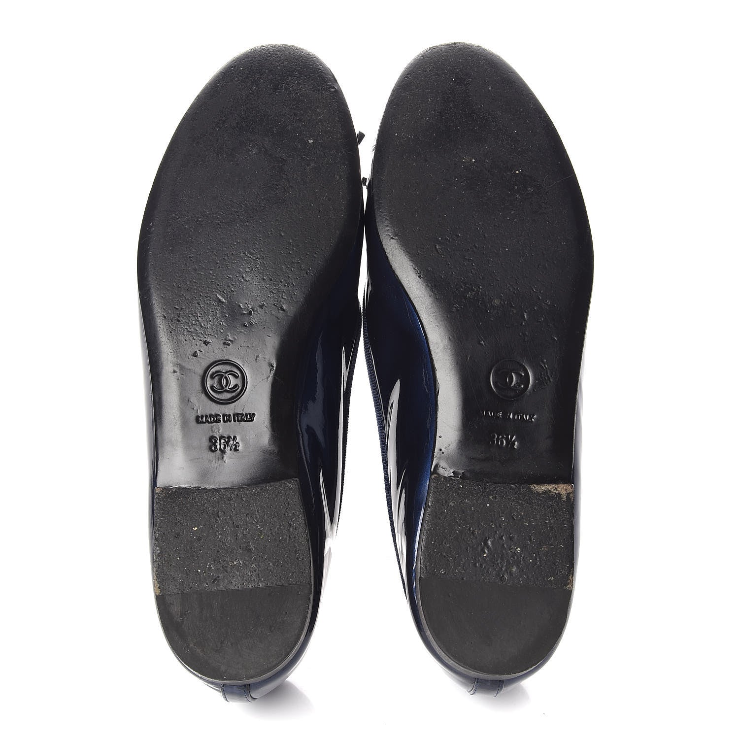 Chanel Patent Cap Toe Ballerina Flats 36.5 Blue 10 of 14