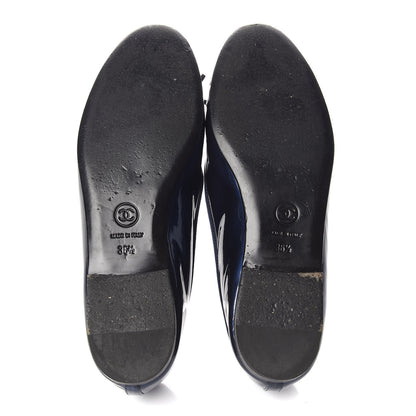 Chanel Patent Cap Toe Ballerina Flats 36.5 Blue 10 of 14