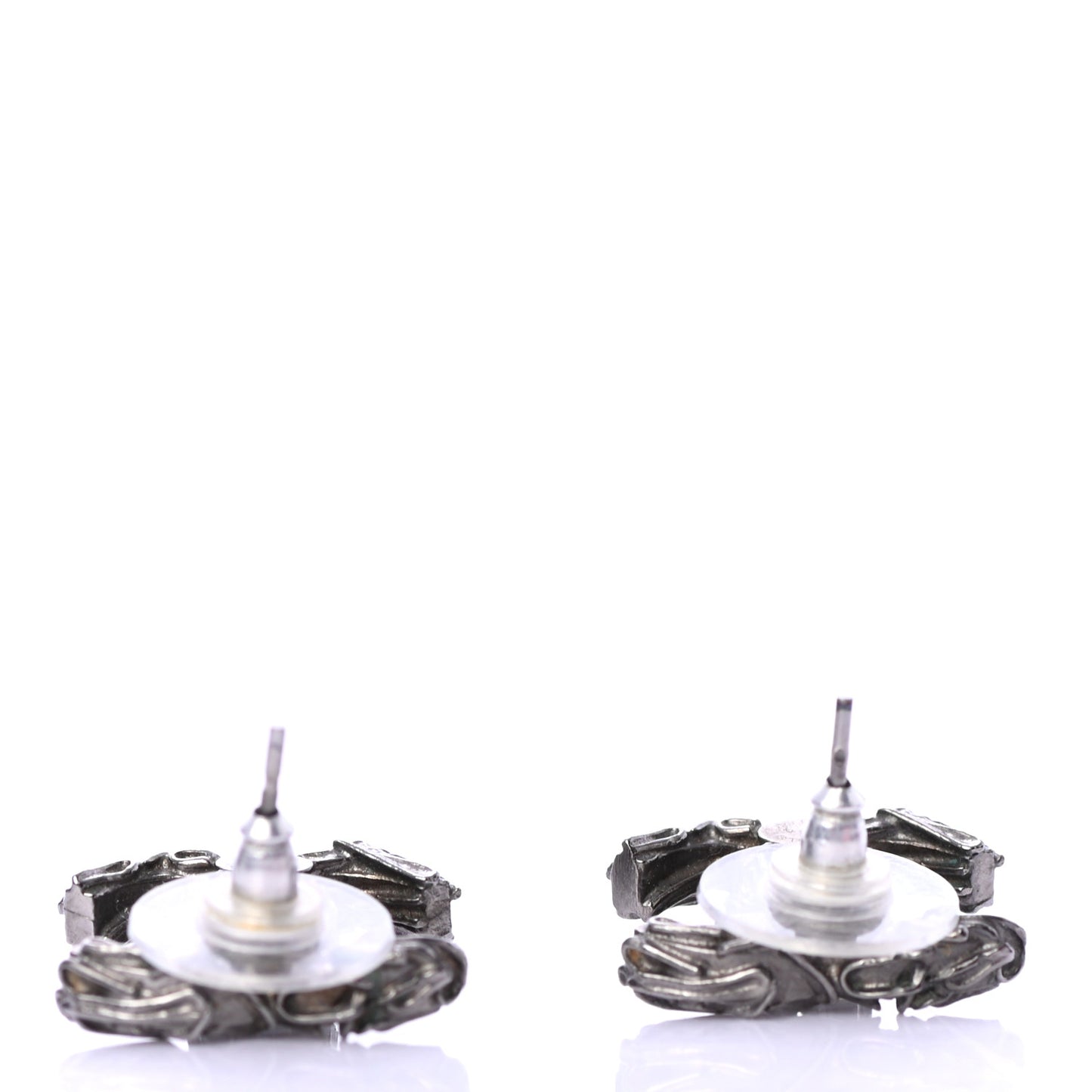 Crystal Textured CC Earrings Ruthenium