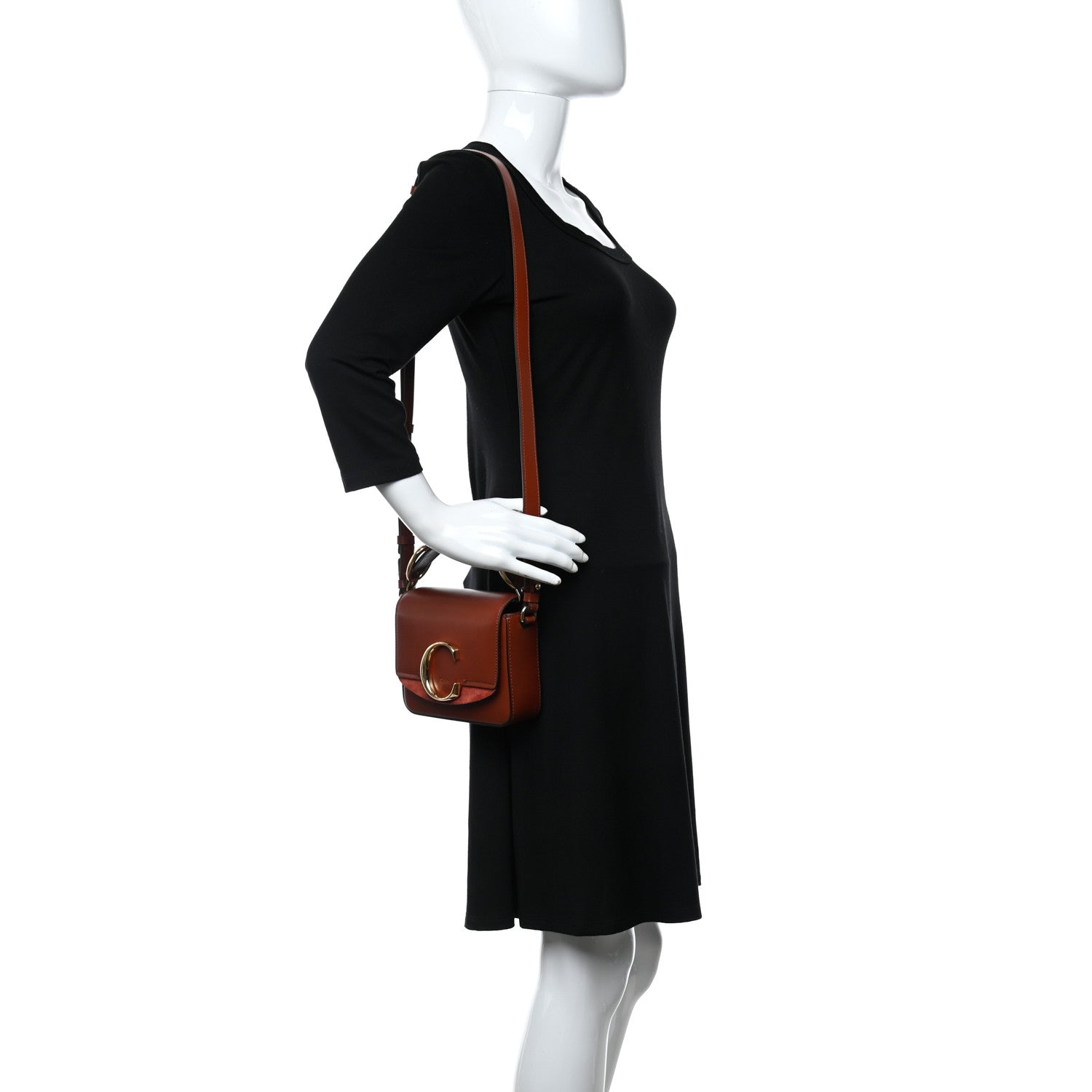 Chloe Shiny Calfskin Suede Mini C Bag Sepia Brown 2 of 9