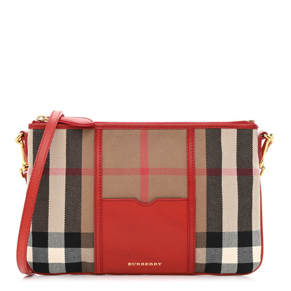 Burberry House Check Peyton Crossbody Clutch Bag Russet 1 of 13