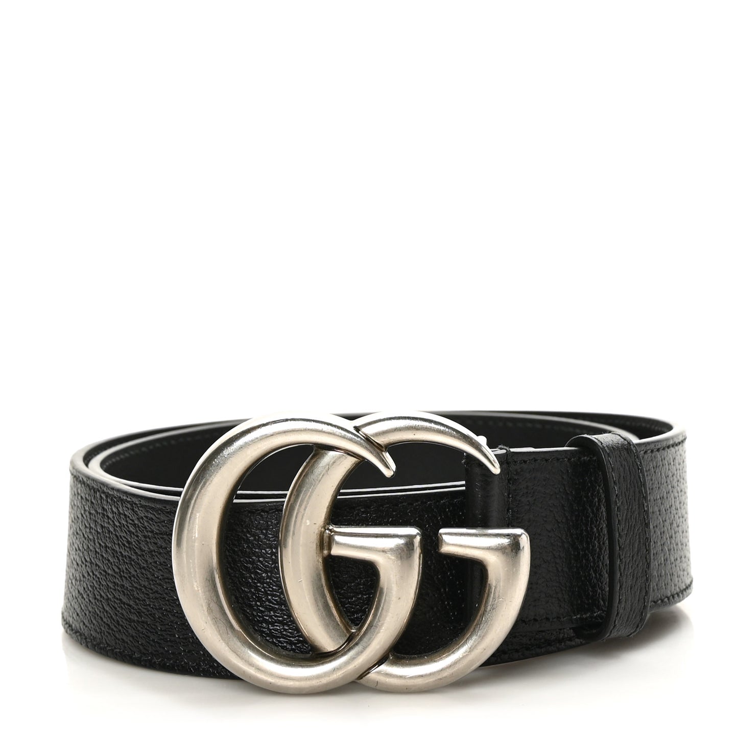 Textured Dollar Calfskin Nickel Double G 40mm Belt 85 34 Black