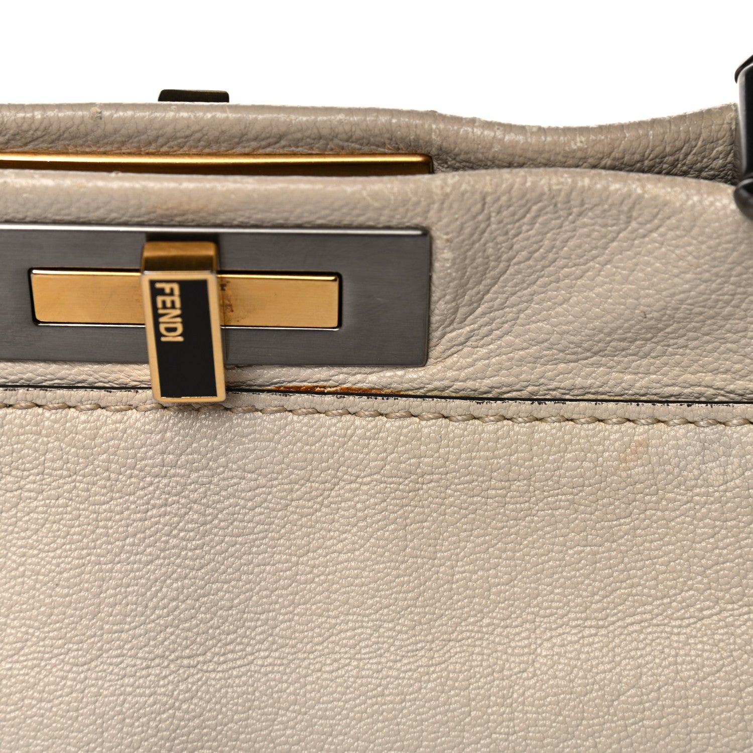 Fendi Goatskin Stingray Medium Peekaboo Iconic Satchel White Pink 25 of 31