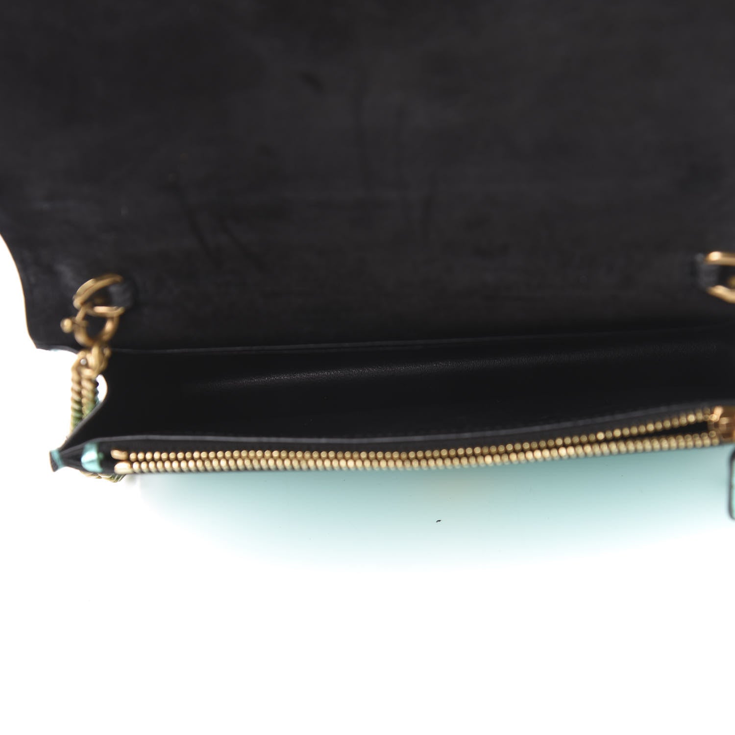 Saint Laurent Laminated Calfskin Classic Monogram Kate Tassel Chain Wallet Green 6 of 15