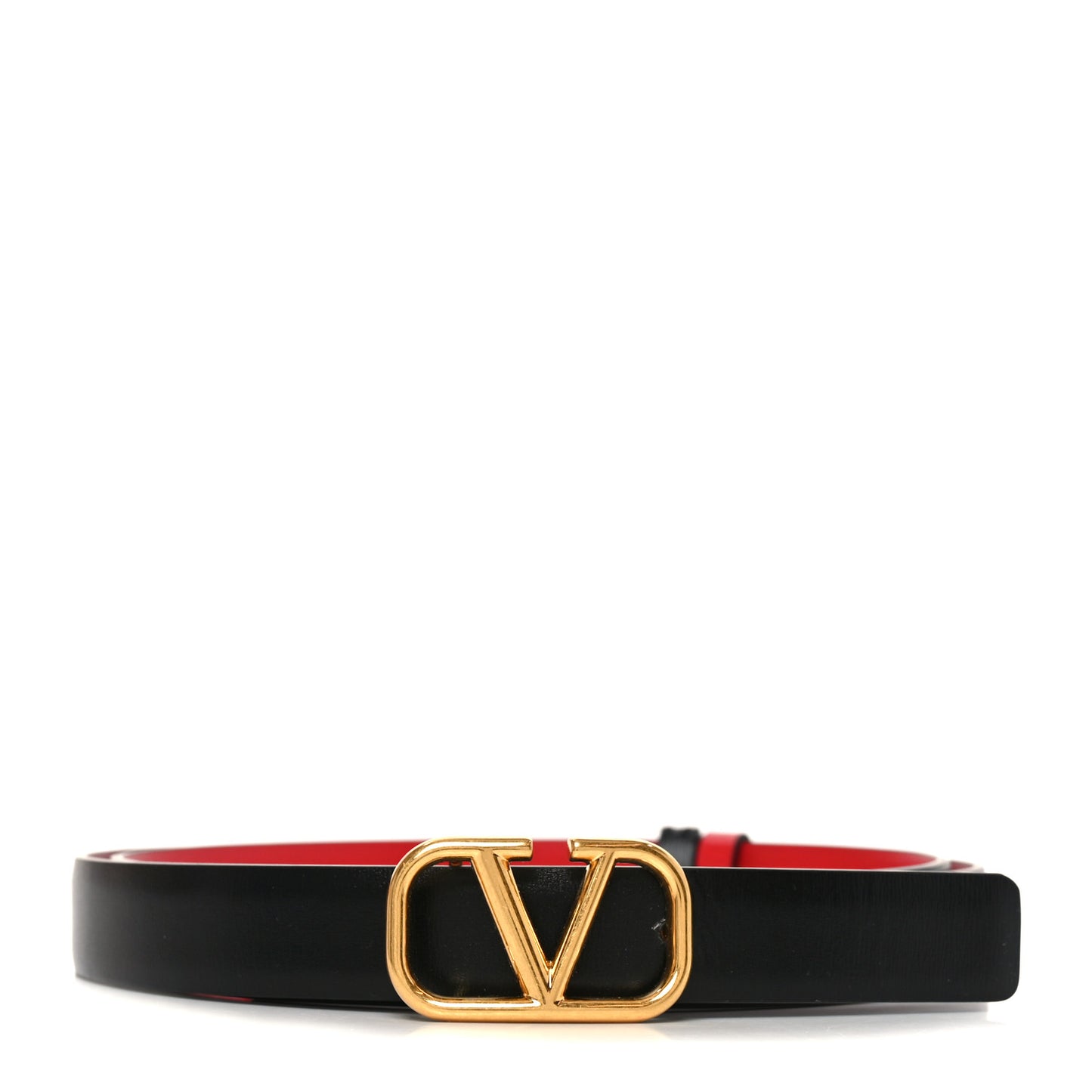 Glossy Calfskin VLogo Reversible 20mm Belt 85 34 Black Rouge Pur